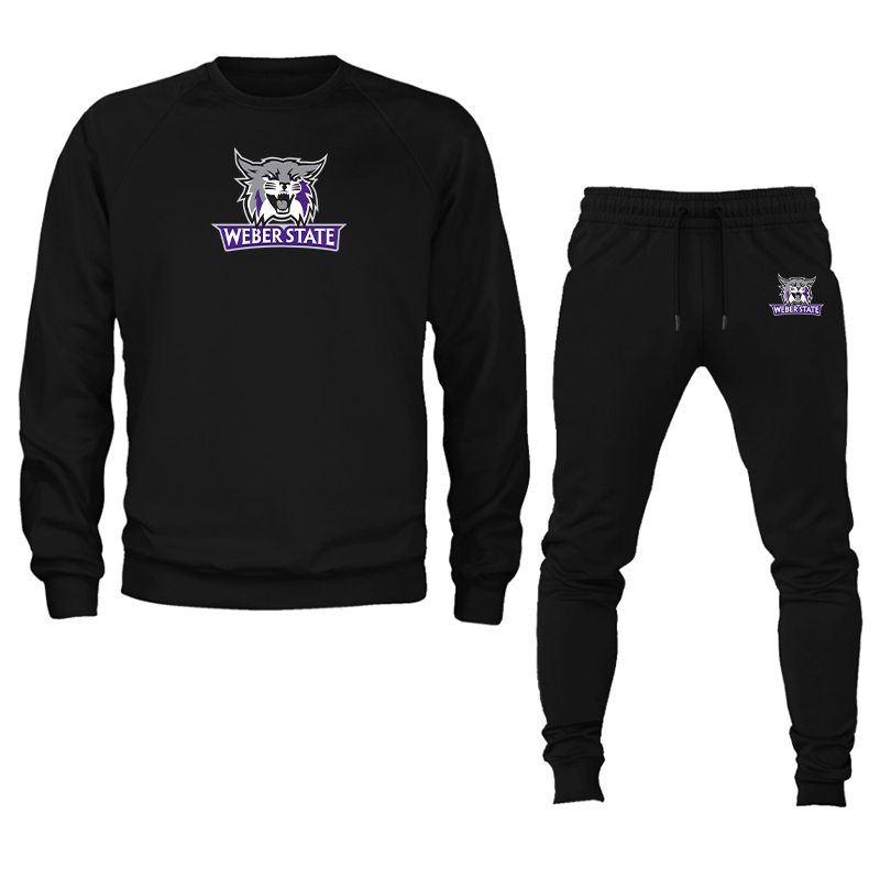Men's Weber State Wildcats Crewneck Sweatshirt Joggers Suit